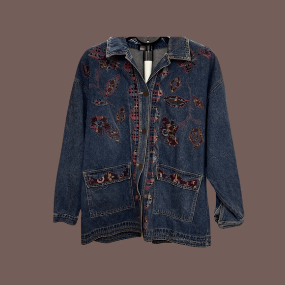 Carole Little Jackets & Blazers - Carole Little Denim Jacket | Patchwork Embroidery | Size 12 | Vintage